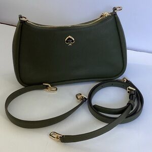 Kate Spade Kayla Olive Green Pebble Leather Small Shoulder Bag
